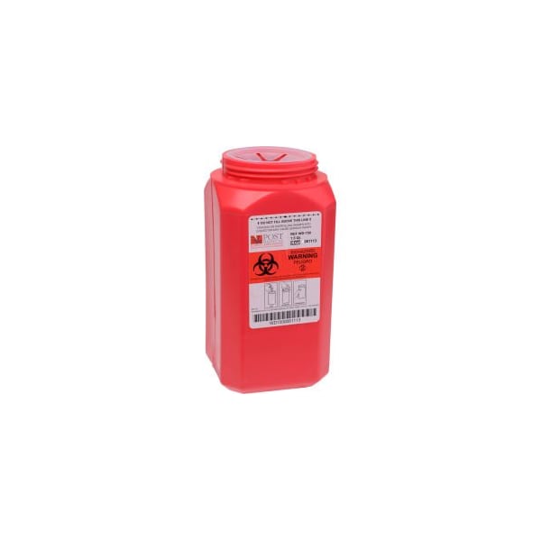 Post Medical 1.5 Quart Leak-tight Sharps Container with Locking Screw Cap, Red, 24/CS WD-150 - main